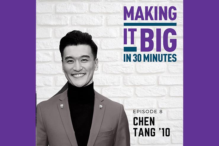 Chen Tang posing next to the "Making It Big" logo