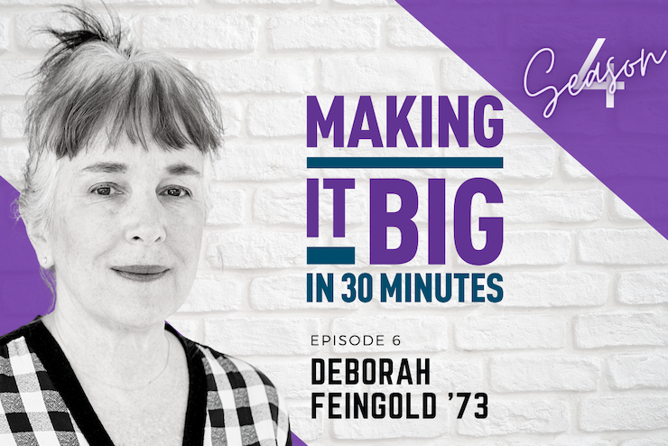 Deborah Feingold in front of the "making it big" logo