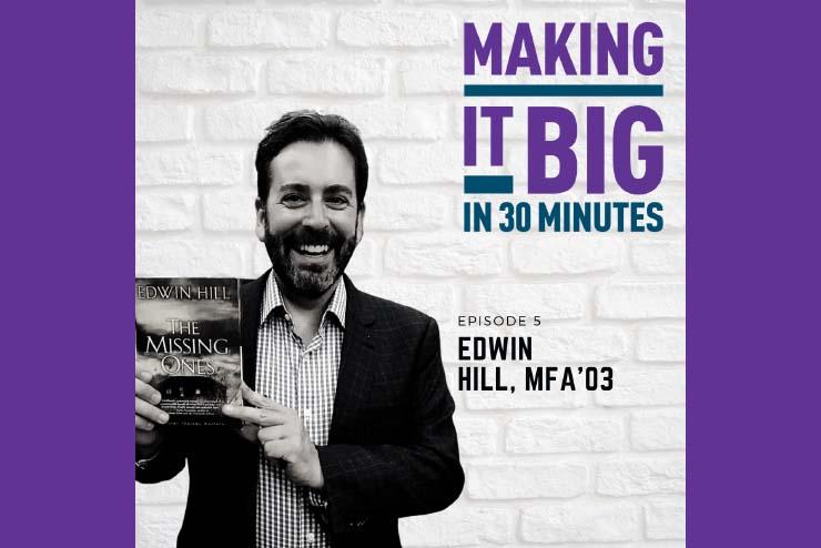 Edwin Hill in front of the "making it big" logo