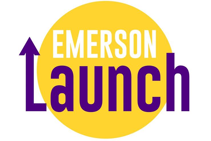 The Emerson Launch logo with an arrow