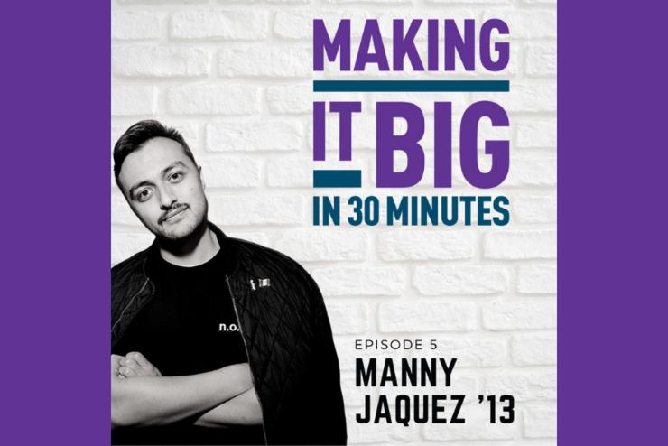 Manny Jaquez posing next to the "Making It Big" logo