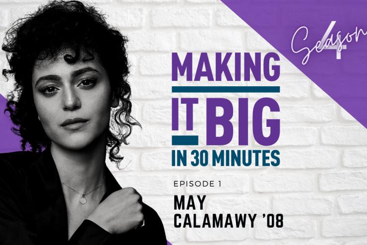 May Calamawy in front of the "making it big" logo
