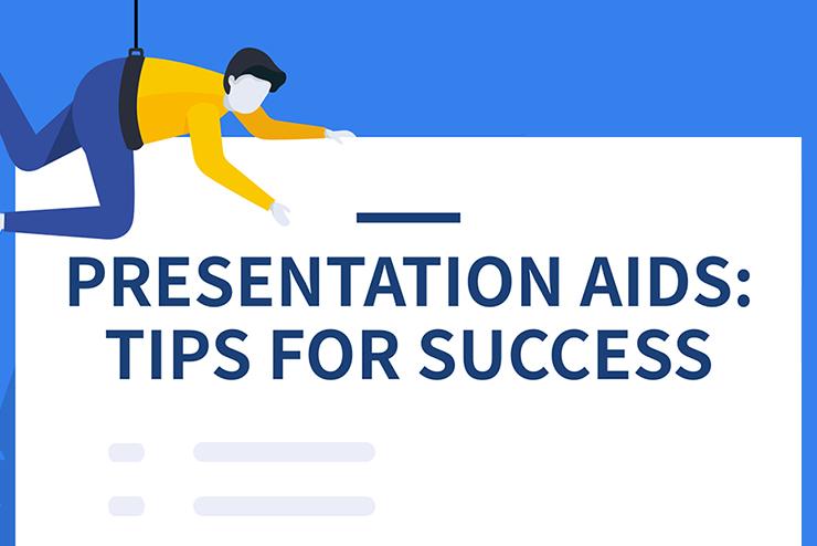 Presentation Aids: Tips for Success in blue text against white and blue background