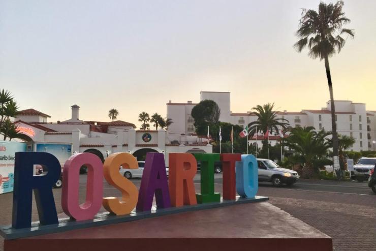 A colorful sign spelling Rosarito out