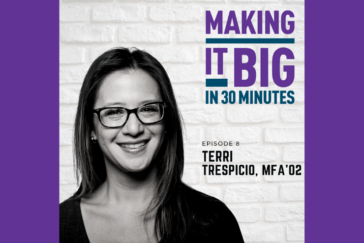Terri Trespicio in front of "Making It Big" logo