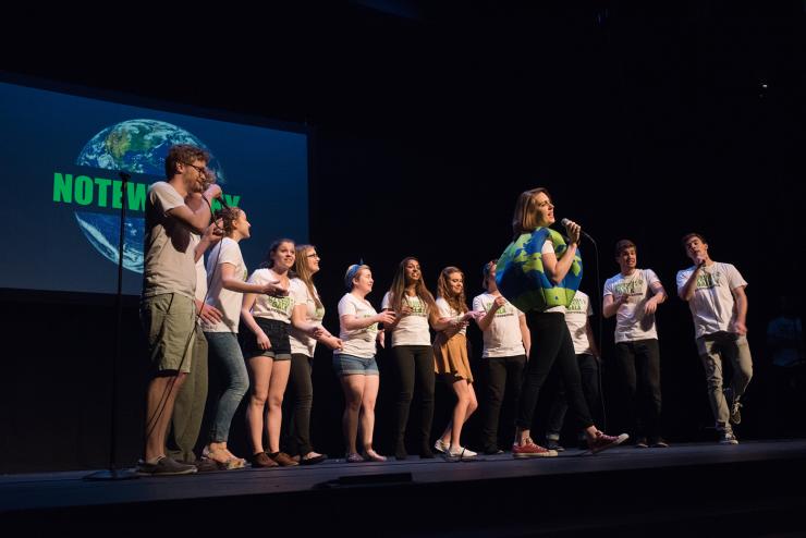 An a cappella group performs at Earth Day event