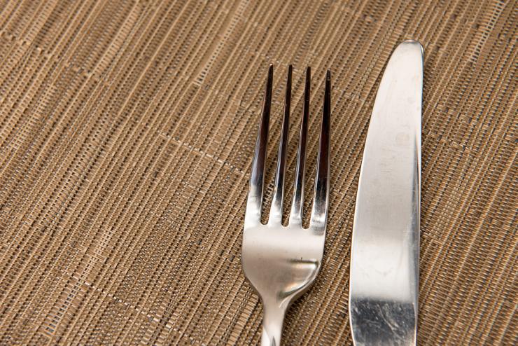 Closeup of a fork and knife