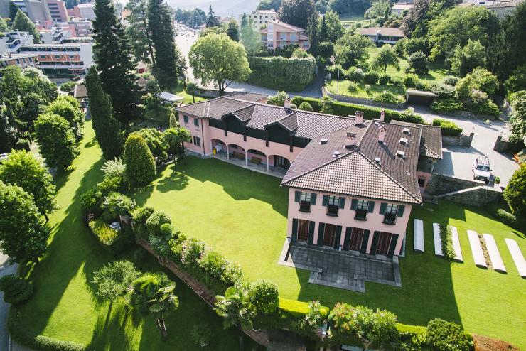 Aerial view of Franklin University Switzerland campus