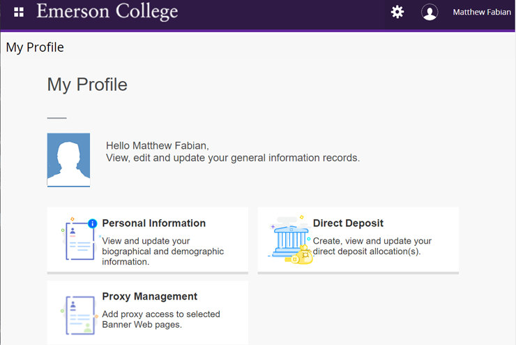 A screenshot of the Self Service page