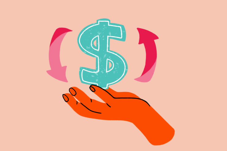 Illustration of hand holding a dollar symbol