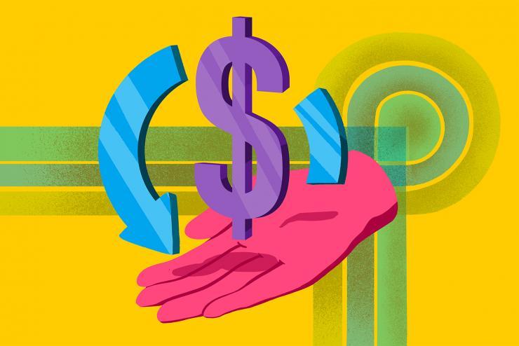 graphic hand holding dollar sign