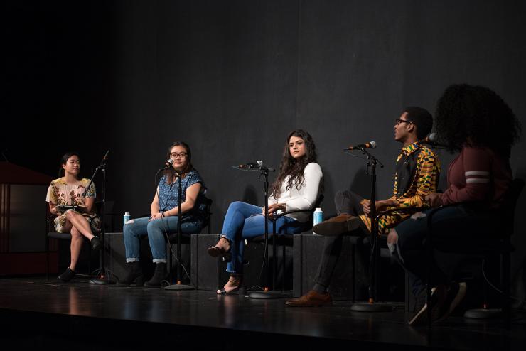 students speak at teach-in on race event
