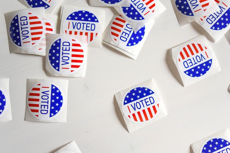 Vote stickers against white background