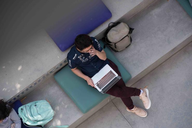 A student studying on their computer