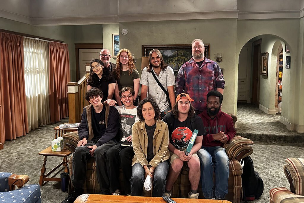 Students in the Comedy Conservatory program at ELA visit the set of The Conners and meet actress/producer Sara Gilbert, front row center.