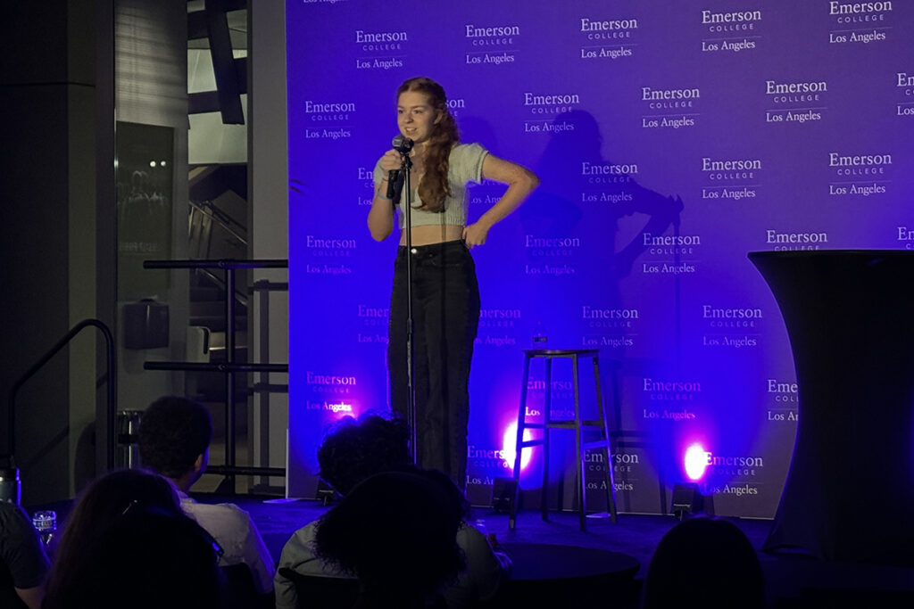 Madeline Call ’26 performs a standup set at ELA.