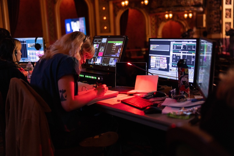 A person works in the control room