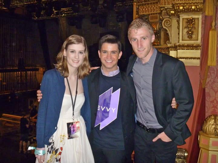 Left to right: Emma Klein ’12, Pat Lambert ’12, and Jared Wyso ’11, at the 30th Annual EVVYs.