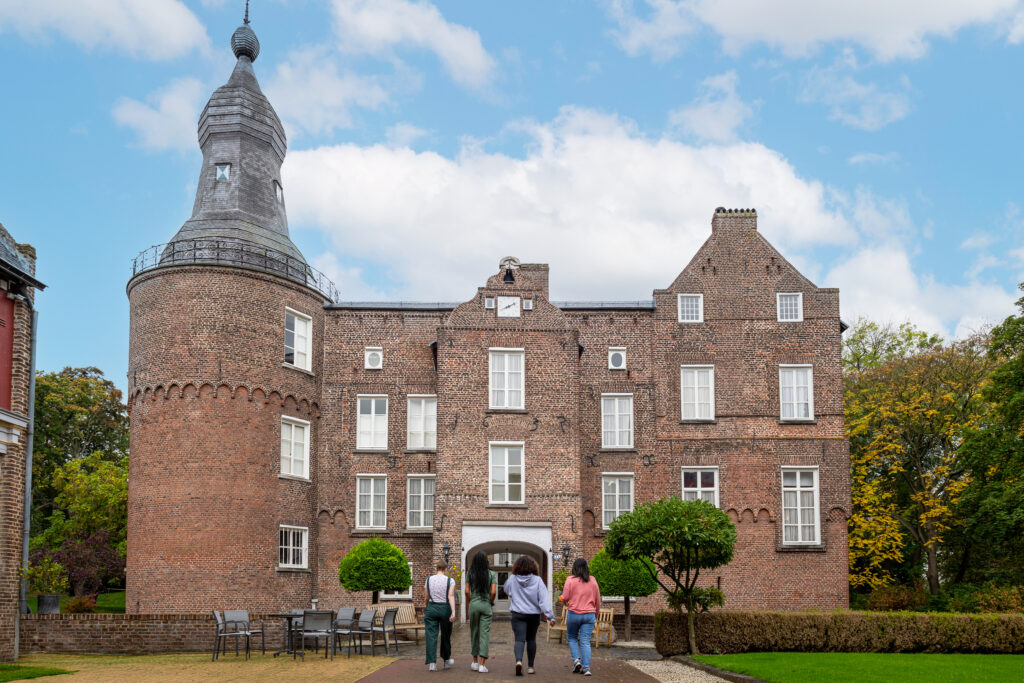 Academics, Architecture, Building, Campus, College, Emerson, Emerson College, Grass, Human, Kasteel Well, Person, Spire, Steeple, Student, Student Life, Tower, Well, education abroad, europe, international study, medieval castle, study abroad, undergrad, undergraduate, Netherlands EMC_7301.Kasteel Well, the Netherlands..A restored 14th-century medieval castle is home to Emerson College's premier Education Abroad Program in Well, The Netherlands.