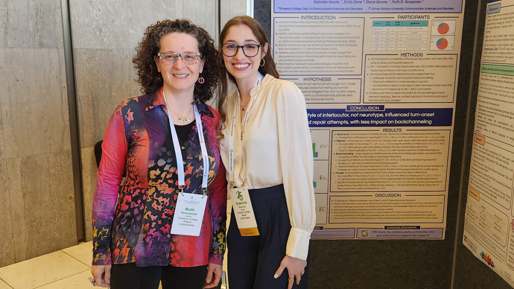 Ruth Grossman and Gabriela Garcia in front of a research poster