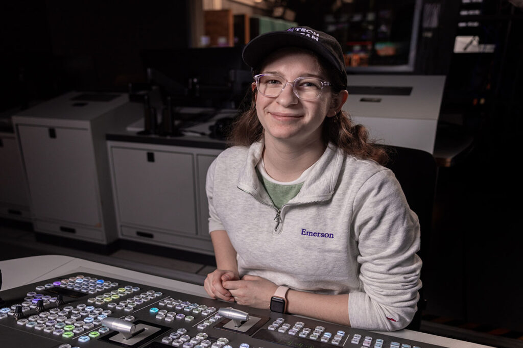 Jaime Gerber||Jamie Gerber|Jamie Gerber sits by a control room board