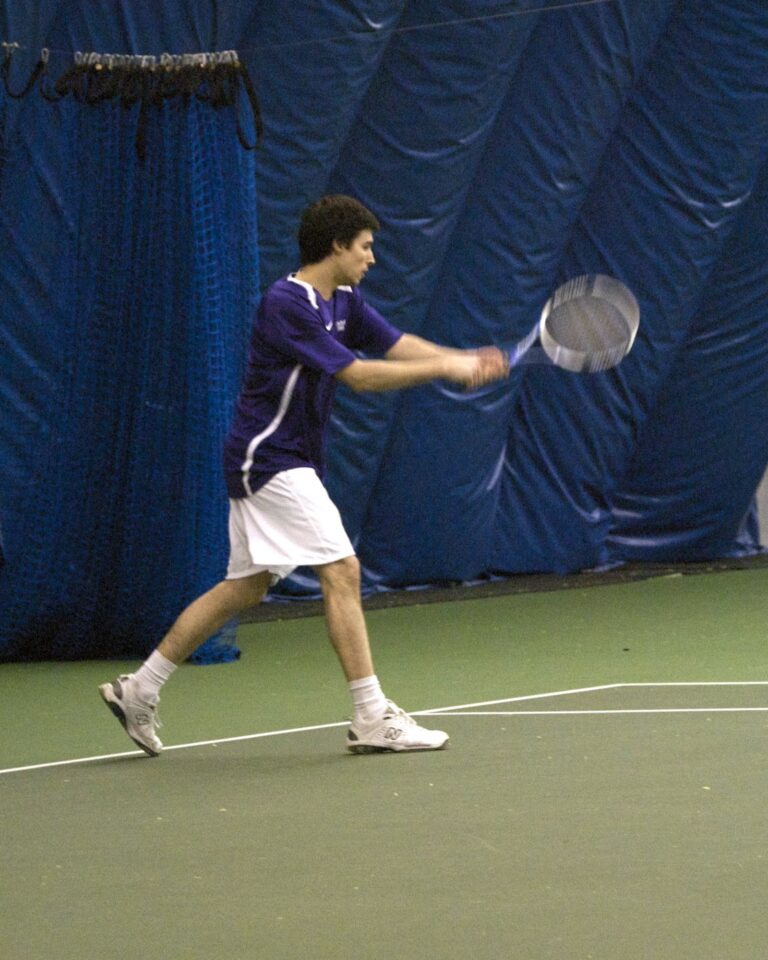 A member of the men's tennis team