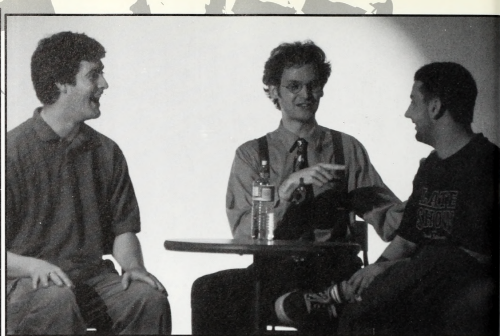 Opus Moreschi, middle, performs in Emerson Comedy Workshop