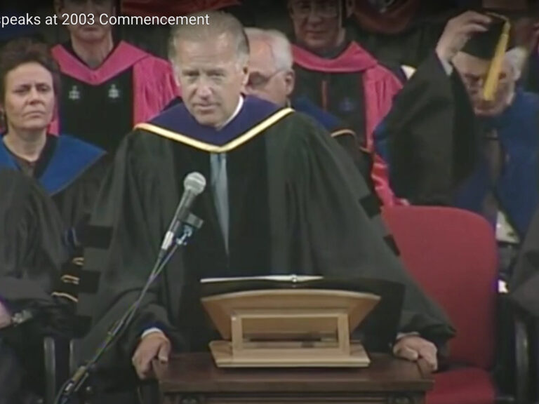 President Joe Biden speaks during graduation ceremonies in 2003.