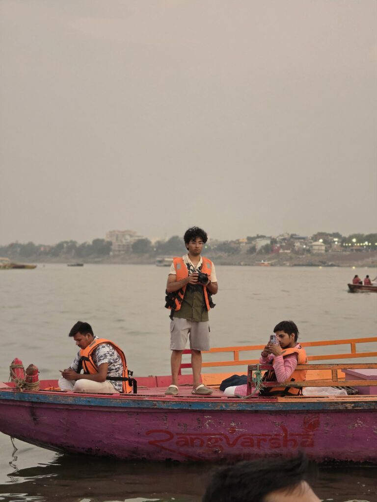 Prakash Chand on a boat