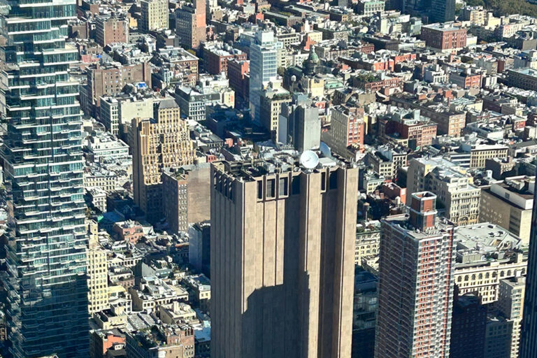 drone shot of Tribeca