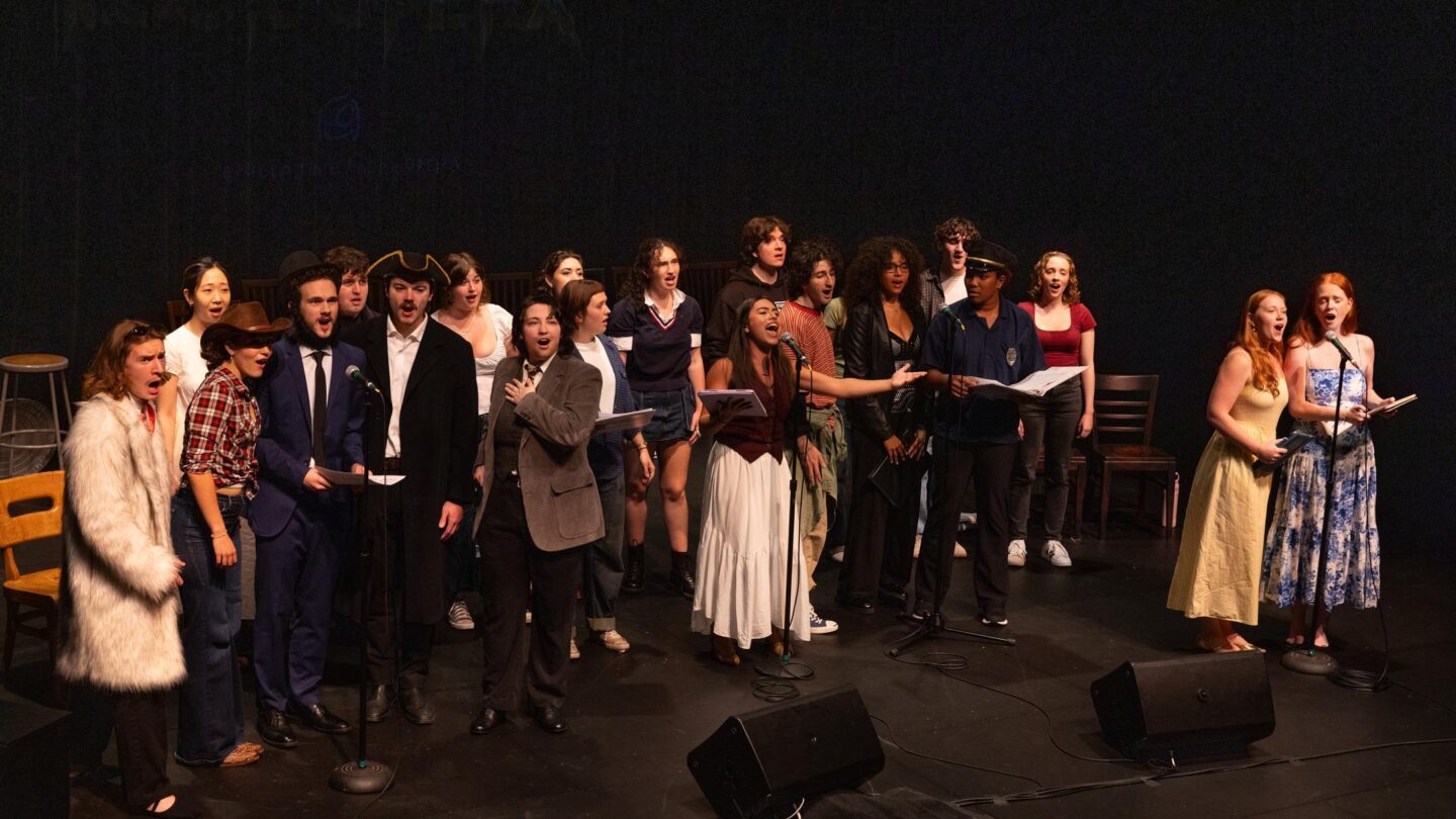 The cast of Bill & Ted’s Most Excellent Rock Opera perform.