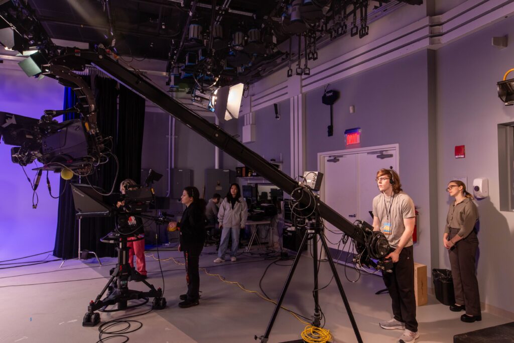 People work in the production room