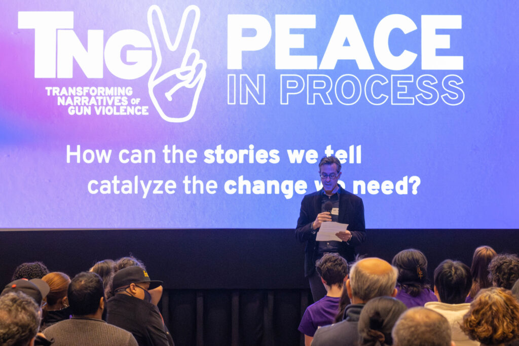 Eric Gordon speaks to the audience