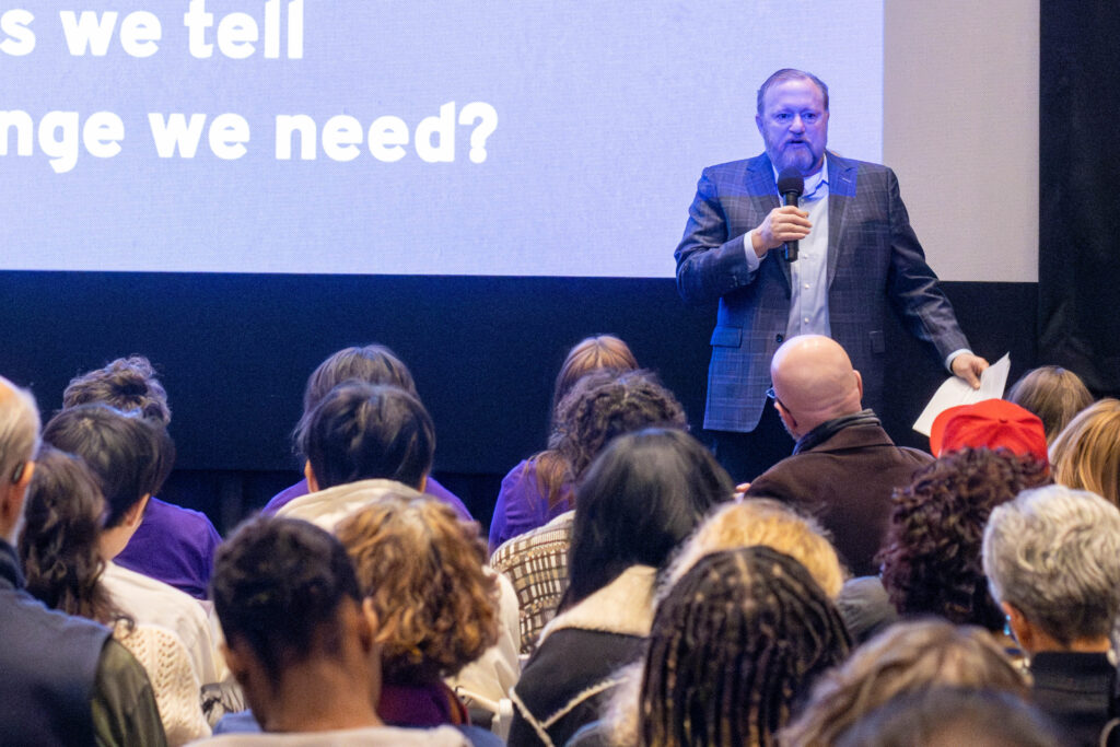 Dr. Jay Bernhardt speaks to the audience