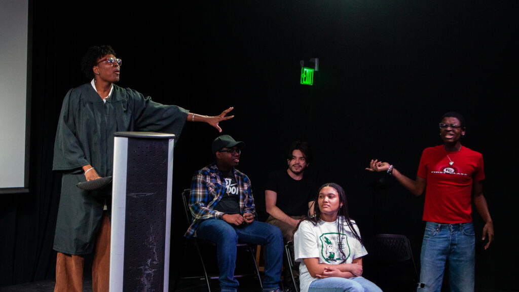 An actor pretended to be a judge in a skit