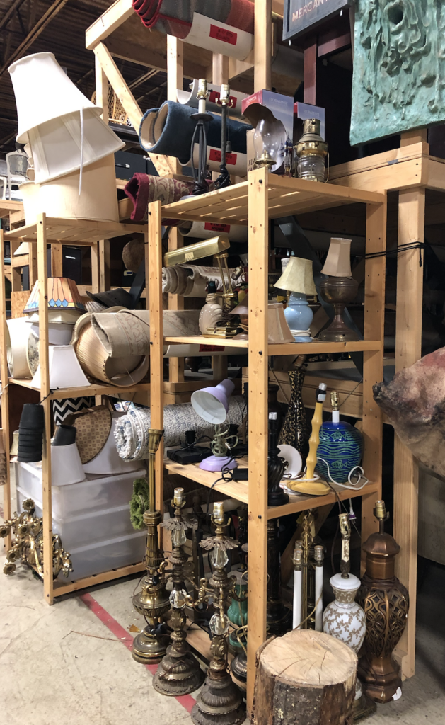 Shelves of lamps