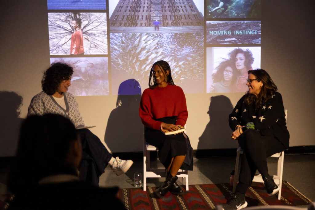 Journalism Associate Professor Lina Giraldo, filmmaker Lydia Dean Pilcher, and author Dani McClain. 