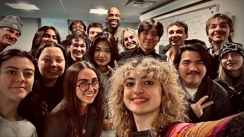 Group selfies of one of Jae Williams' classes.