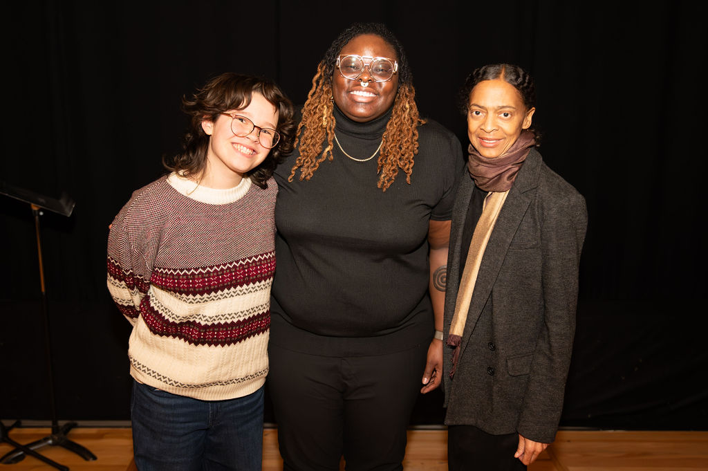 Parker Vincent Alva, Porsha Olayiwola, and Danielle Legros Georges pose for a photo together