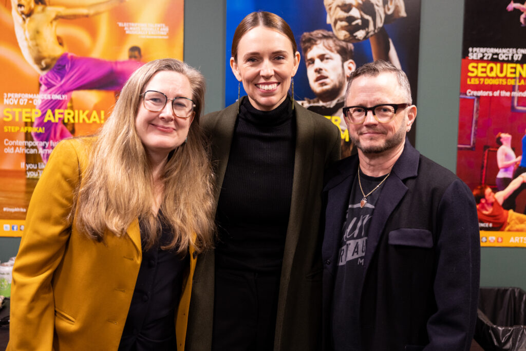 Sarah Ruhl, former New Zealand Prime Minister Dame Jacinda Ardern, and P. Carl