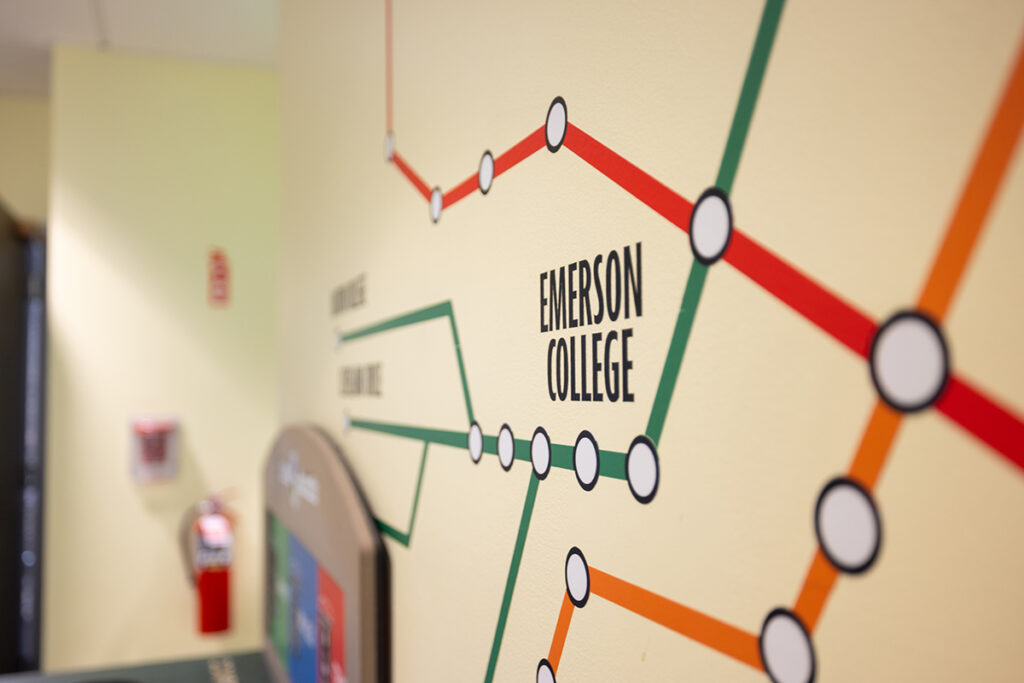 MBTA map with Emerson College in the center