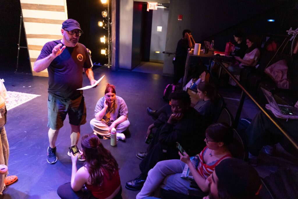 Joe Antoun speaks to the cast and crew