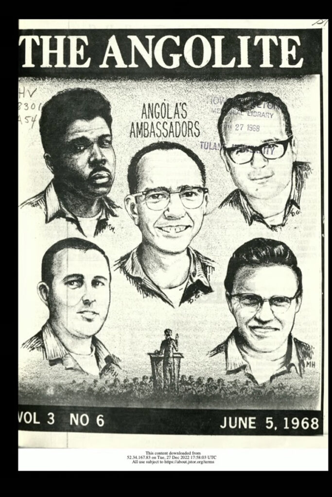 magazine cover feature ink sketches of headshots of five men.
