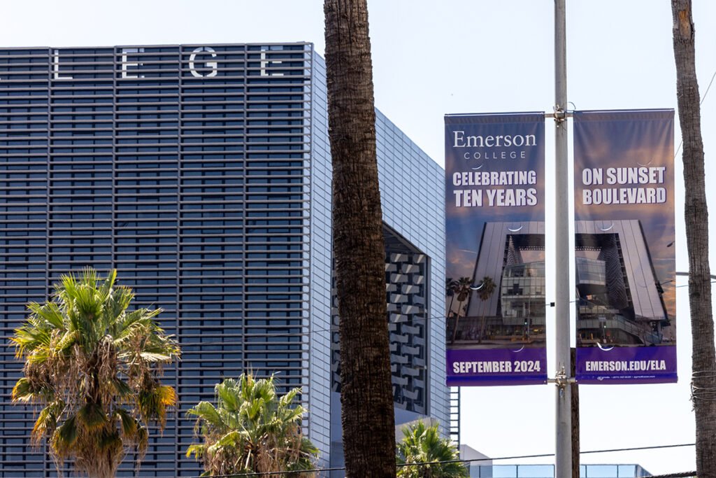 Banner celebrating 10 years at Sunset Boulevard.