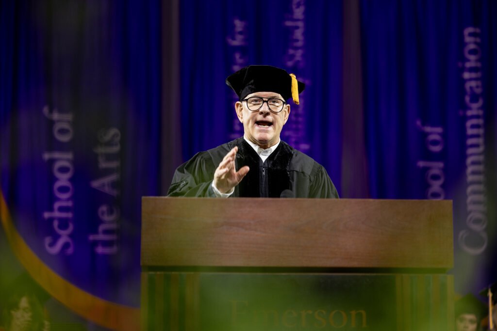 Randy Barbato speaks at a lectern