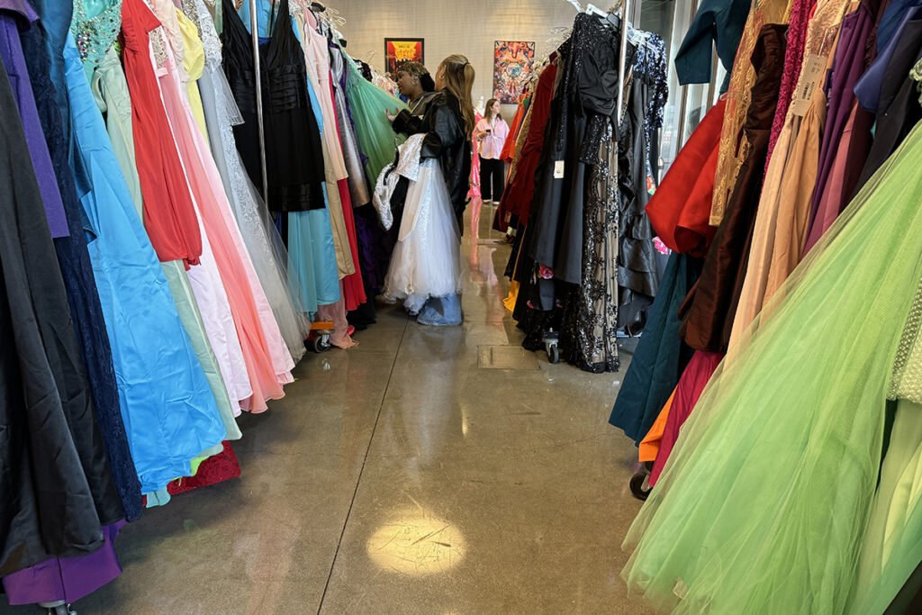 Rows of colorful dresses